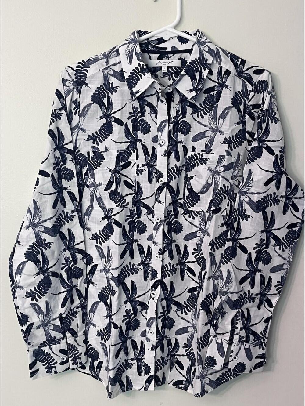 Foxcroft Women's Relaxed Fit Floral Button-Up Shirt Size 12